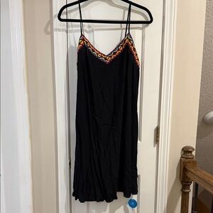 Black Dress with Colorful Embroidery